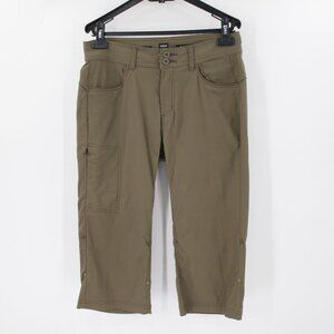 prAna Halle Capri Plus II Pants Womens 8 L19 green Standard Fit roll up hiking